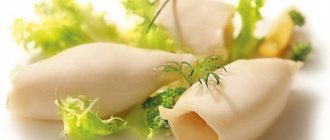 Мясо кальмара не имеет углеводов