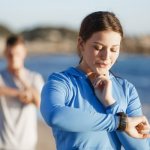 Normal pulse in a teenager 12-13-14-15-16-17 years old during physical activity, after squats, at rest